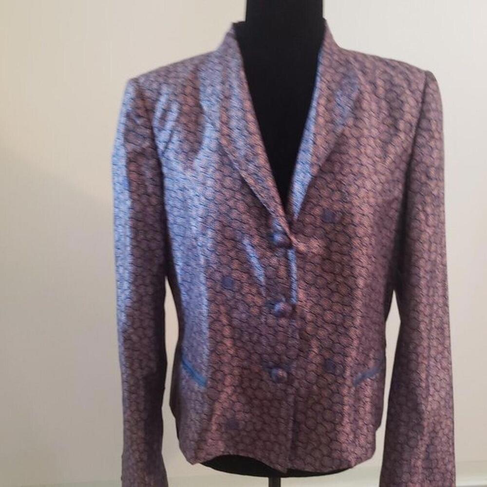 EUC Roberto Cavalli Italy Silk floral blazer jacket 46 - Picture 3 of 9